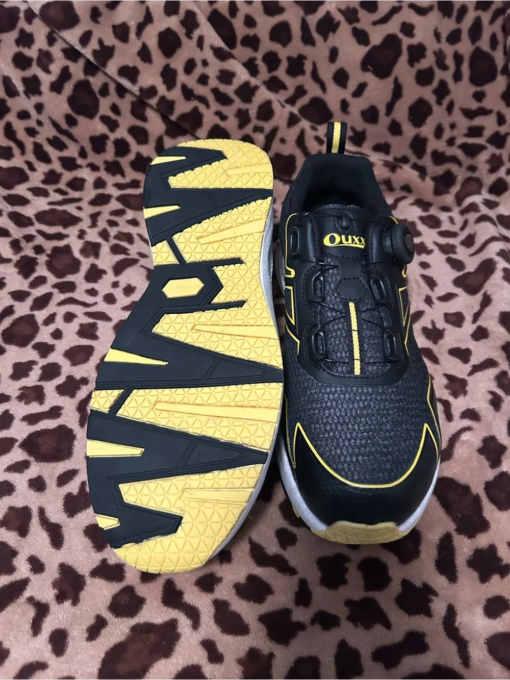 Men's Black and Yellow Athletic Shoes with Dial Closure